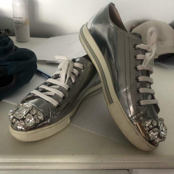 Authentic Miu Miu Crystal Embellished Sneakers - Picture 7 of 9